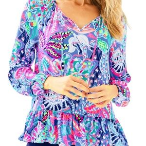 Lilly Pulitzer Tensley Top, Printed Blouse XS